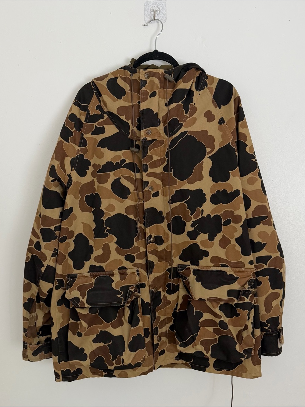 Vintage 90s Columbia Brown Camouflage Duck Hunting Parka Jacket Gore Tex
